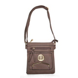 VK5338 Red Rubber - Zip Cross Body Bag With Metal Bar Detail