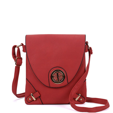 VK5344 Red - Cross Body Bag With Metal Detail
