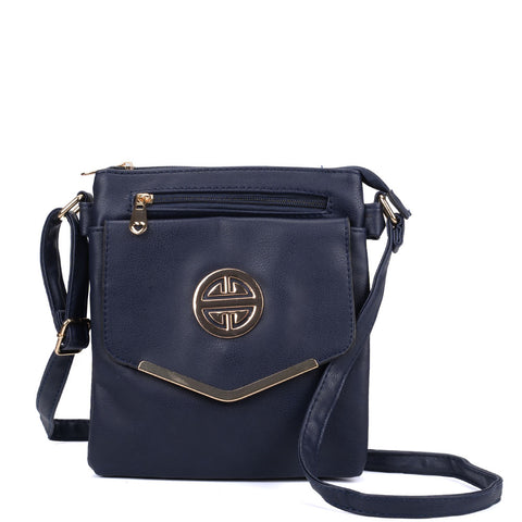 VK5345 Navy - Classic Cross Body Bag With Metal Detail