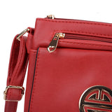 VK5345 Red - Classic Cross Body Bag With Metal Detail