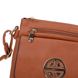 VK5345 Tan - Classic Cross Body Bag With Metal Detail
