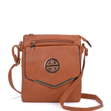 VK5345 Tan - Classic Cross Body Bag With Metal Detail
