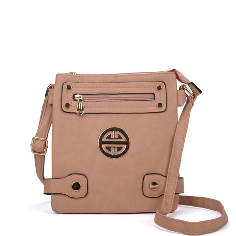 VK5346 Apricot - Messenger Bag With Zip Front Detail