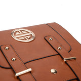 VK5350 Tan - Metal Detail Crossbody Flap Bag