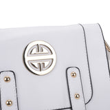 VK5350 White - Metal Detail Crossbody Flap Bag