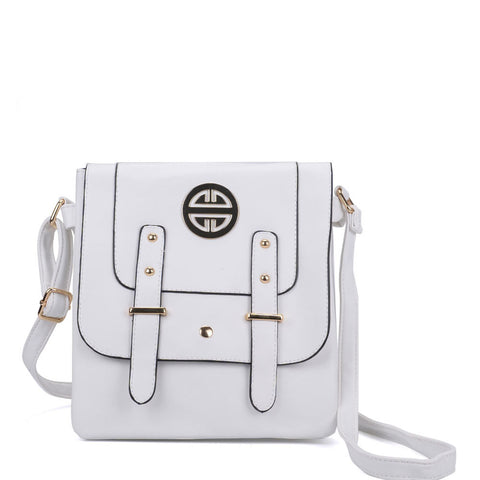VK5350 White - Metal Detail Crossbody Flap Bag