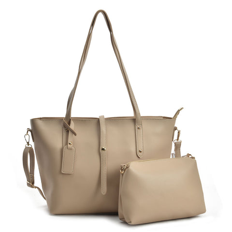 VK5407 Apricot - Solid color Handbag And Set Bag With Dome Studs (Was £8.00)