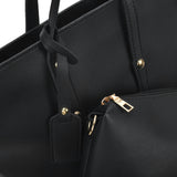 VK5407 Black - Solid color Handbag And Set Bag With Dome Studs (Was £8.00)