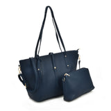VK5407 Navy - Solid color Handbag And Set Bag With Dome Studs (was £8.00)
