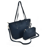 VK5407 Navy - Solid color Handbag And Set Bag With Dome Studs (was £8.00)