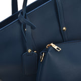 VK5407 Navy - Solid color Handbag And Set Bag With Dome Studs (was £8.00)