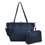 VK5407 Navy - Solid color Handbag And Set Bag With Dome Studs (was £8.00)