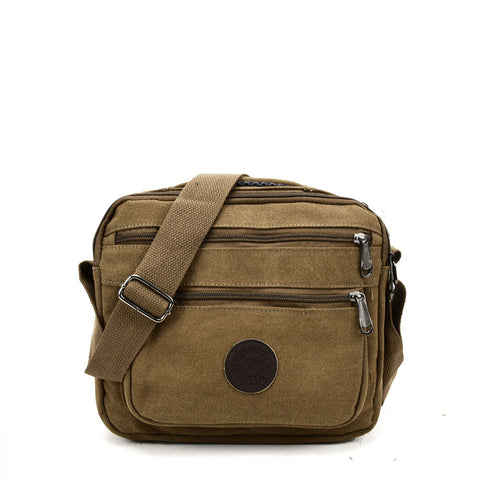 VK5495 Khaki - Sports Cross Body Bag With Multiple Zipper