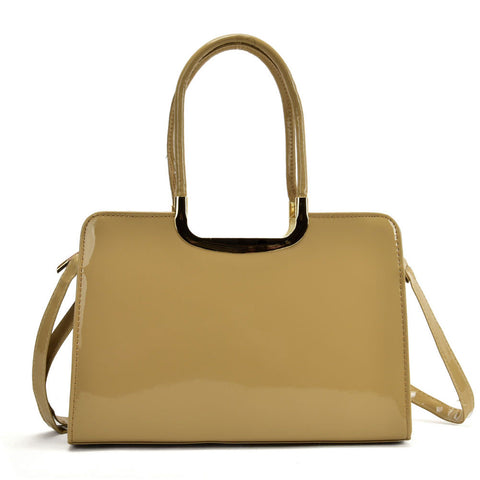 VK5507 Khaki - Solid Color Patent Leather Handbag