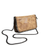 VK5531 BEIGE - Bright Leather Bag With Chain Handel