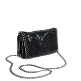 VK5531 BLACK - Bright Leather Bag With Chain Handel