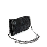 VK5531 BLACK - Bright Leather Bag With Chain Handel