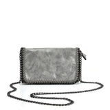 VK5531 GREY - Bright Leather Bag With Chain Handel