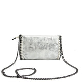 VK5531 SILVER - Bright Leather Bag With Chain Handel
