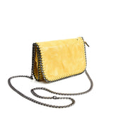 VK5531 YELLOW - Bright Leather Bag With Chain Handel