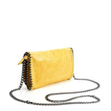 VK5531 YELLOW - Bright Leather Bag With Chain Handel