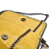 VK5531 YELLOW - Bright Leather Bag With Chain Handel