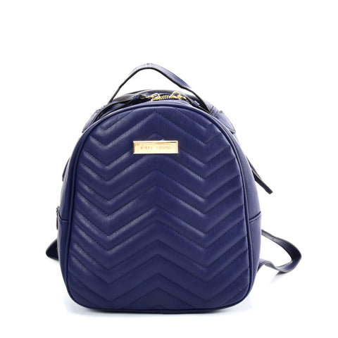 VK5535 BLUE - Solid Color Backpack With Hardware Decoration