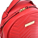 VK5535 RED - Solid Color Backpack With Hardware Decoration