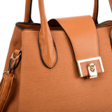 VK5536 BROWN - Simple Solid Color Handbag