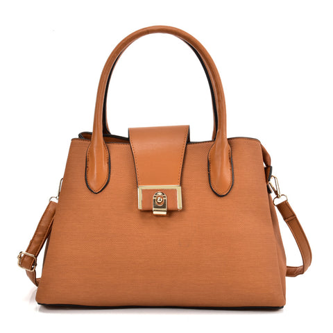 VK5536 BROWN - Simple Solid Color Handbag