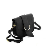 VK5566 BLACK - Solid Color Saddle Bag With Buckle Design (was £8)