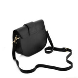 VK5566 BLACK - Solid Color Saddle Bag With Buckle Design (was £8)