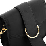VK5566 BLACK - Solid Color Saddle Bag With Buckle Design (was £8)