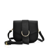 VK5566 BLACK - Solid Color Saddle Bag With Buckle Design (was £8)