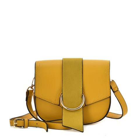 VK5566 YELLOW - Solid Color Saddle Bag With Buckle Design