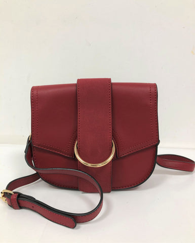 VK5566 P RED - Solid Color Saddle Bag With Buckle Design (was £8)