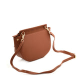 VK5567 BROWN - Simple Solid Color Leather Handbag For Women