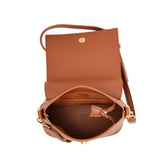 VK5569 BROWN - Simple Handbag With Flap For Women