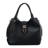 VK5602 BLACK - Pure Color Set Bag With Buckle Design And Metal Ring Decoration