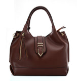 VK5602 COFFEE - Pure Color Set Bag With Buckle Design And Metal Ring Decoration