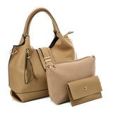VK5602 KHAKI - Pure Color Set Bag With Buckle Design And Metal Ring Decoration