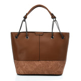 VK5603 BROWN - Solid Color Set Bag With Symmetrical Design And Special Handles