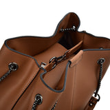 VK5603 BROWN - Solid Color Set Bag With Symmetrical Design And Special Handles