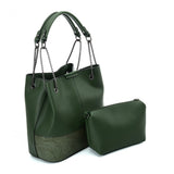 VK5603 GREEN - Solid Color Set Bag With Symmetrical Design And Special Handles