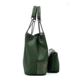 VK5603 GREEN - Solid Color Set Bag With Symmetrical Design And Special Handles