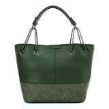 VK5603 GREEN - Solid Color Set Bag With Symmetrical Design And Special Handles