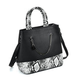 VK5605 BLACK - Simple Tote Bag With Chain And Lock Decoration