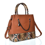 VK5605 BROWN - Simple Tote Bag With Chain And Lock Decoration