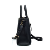VK5606 BLACK - Simple Tote Bag With Snakeskin Decoration