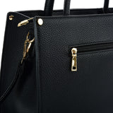 VK5606 BLACK - Simple Tote Bag With Snakeskin Decoration